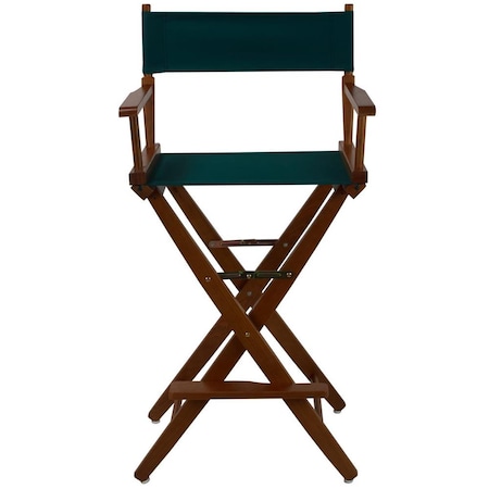 AMERICAN TRAIL 206-34-032-32 30 in. Extra-Wide Premium Directors Chair, Oak Frame with Hunter Green Color Cover 206-34/032-32
